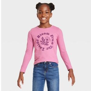 Cat & Jack Pink Long Sleeve Tee with Floral Print
